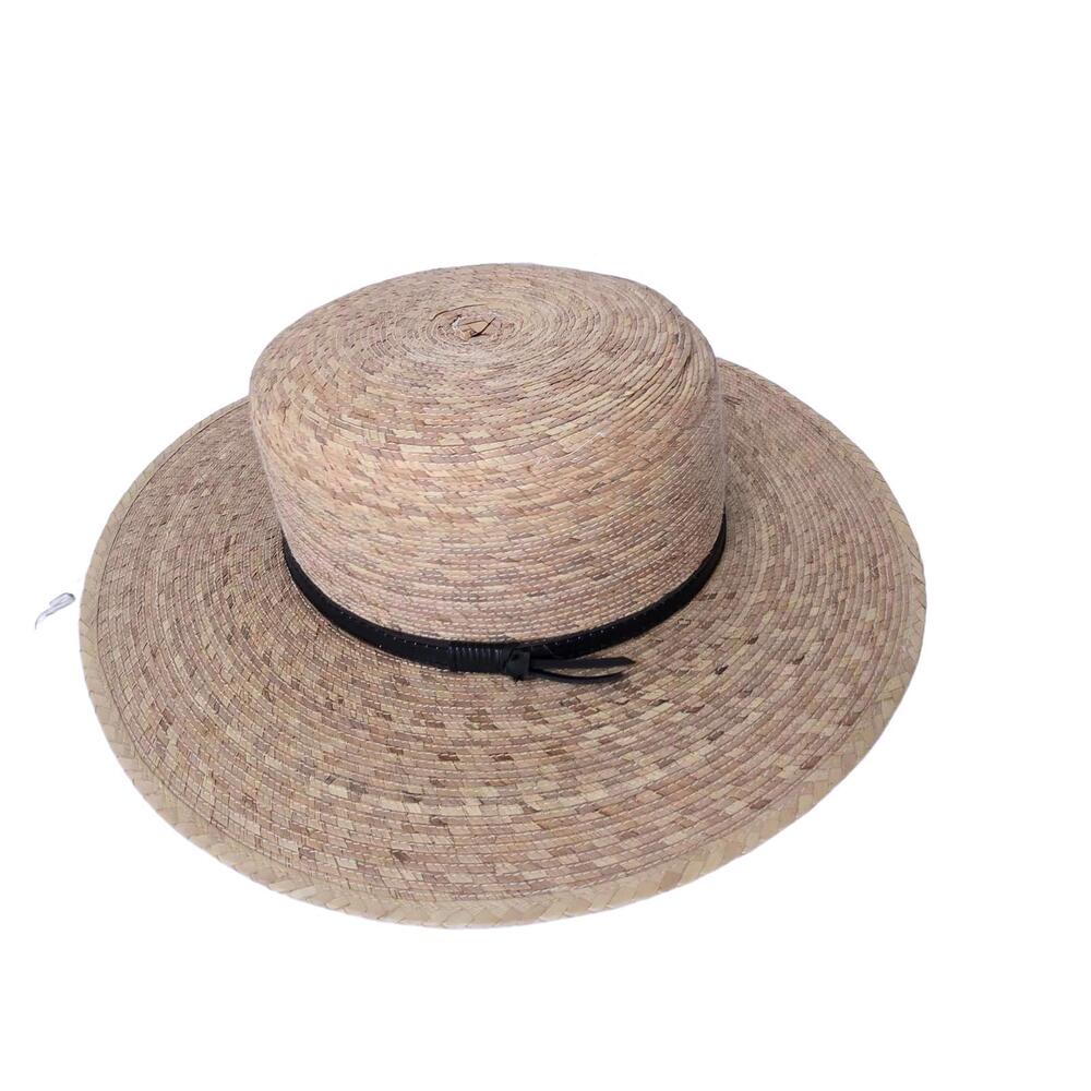 FRIENDS OF FRIENDS - Wide Brim Straw Sun Hat with Black Band - size medium